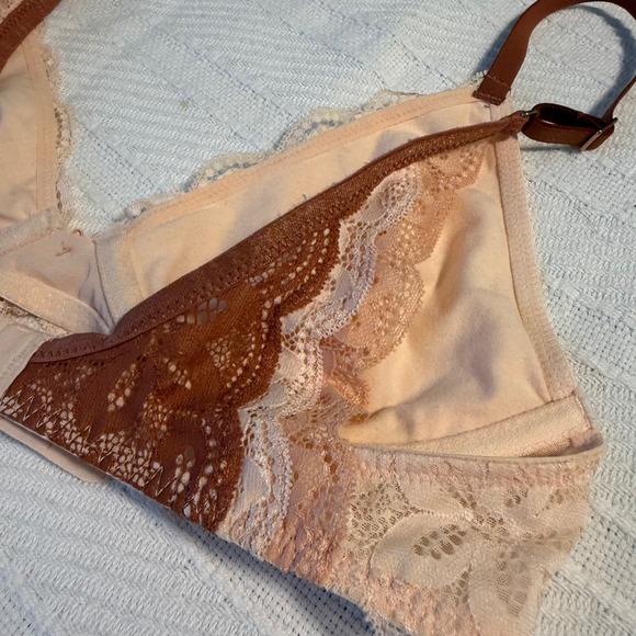 NWT Aerie by American Eagle Lace Bra neutral Color Block Happy 34C - Picture 7 of 9
